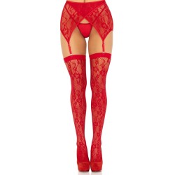 Leg Avenue Lace Stockings and Garterbelt Red Leg Avenue Lace Stockings and Garterbelt Red