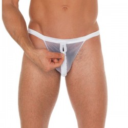 Mens White Mesh Pouch With GString Mens White Mesh Pouch With GString