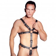Zado Mens Leather Adjustable Harness With Cock Ring Zado Mens Leather Adjustable Harness With Cock Ring