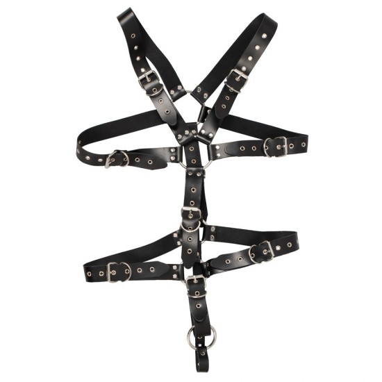 Zado Mens Leather Adjustable Harness With Cock Ring Zado Mens Leather Adjustable Harness With Cock Ring