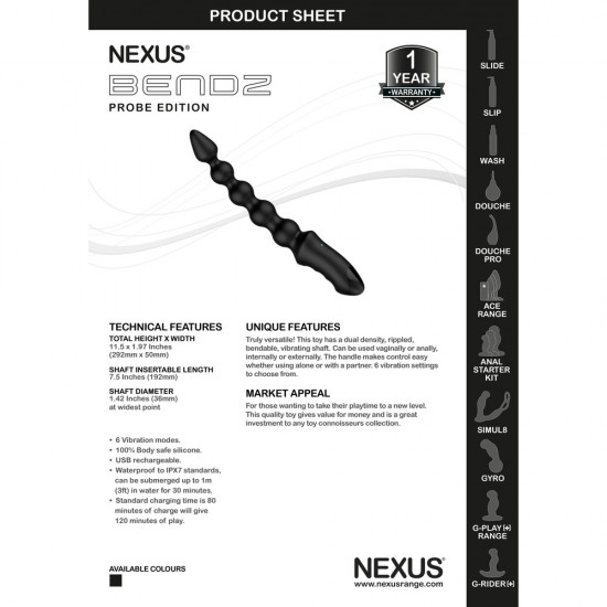 Nexus Bendz Vibrating Anal Probe Nexus Bendz Vibrating Anal Probe