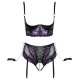 Cottelli Quarter Cup Bra, Suspender Briefs And 2 Handcuffs Cottelli Quarter Cup Bra, Suspender Briefs And 2 Handcuffs