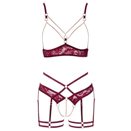 Abierta Fina Open Red Lace Set Abierta Fina Open Red Lace Set