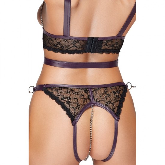 Cottelli Lace and Chain Bondage Crotchless Set Cottelli Lace and Chain Bondage Crotchless Set