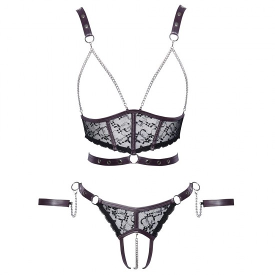 Cottelli Lace and Chain Bondage Crotchless Set Cottelli Lace and Chain Bondage Crotchless Set
