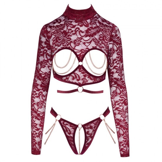 Abierta Fina Open Red Lace Body Abierta Fina Open Red Lace Body