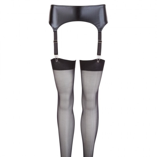 NOXQSE Wet Look Suspender Belt And Stockings NOXQSE Wet Look Suspender Belt And Stockings