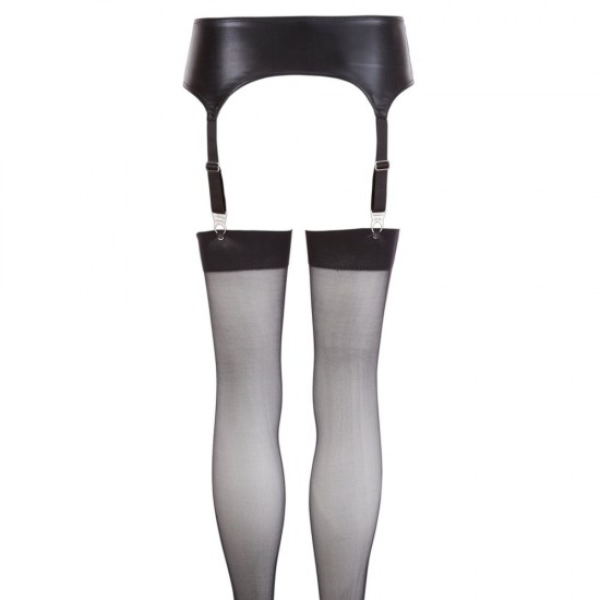 NOXQSE Wet Look Suspender Belt And Stockings NOXQSE Wet Look Suspender Belt And Stockings