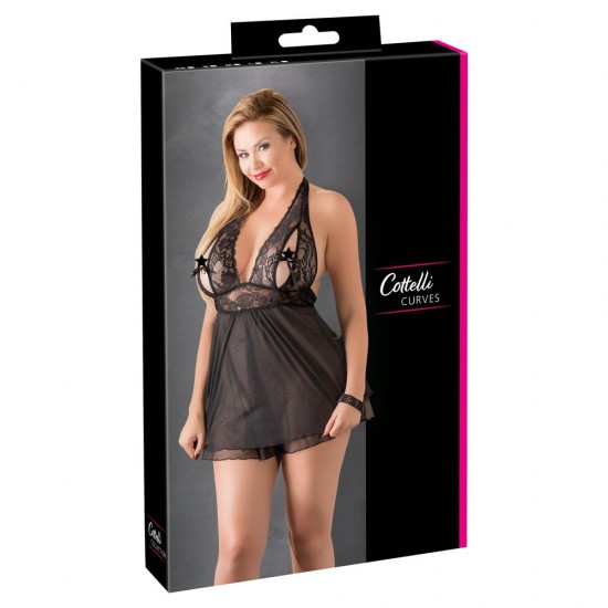 Cottelli Plus Size Halter Neck Babydoll Black Cottelli Plus Size Halter Neck Babydoll Black