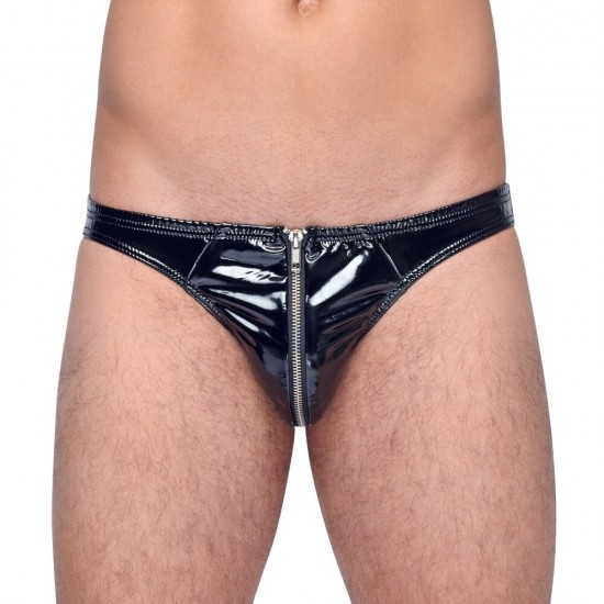Black Level Vinyl Briefs With Zip Black Black Level Vinyl Briefs With Zip Black