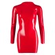 LateX Zip Up Mini Dress With Long Sleeves Red LateX Zip Up Mini Dress With Long Sleeves Red