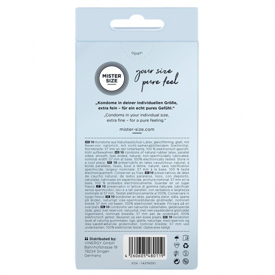 Mister Size 57mm Your Size Pure Feel Condoms 10 Pack Mister Size 57mm Your Size Pure Feel Condoms 10 Pack