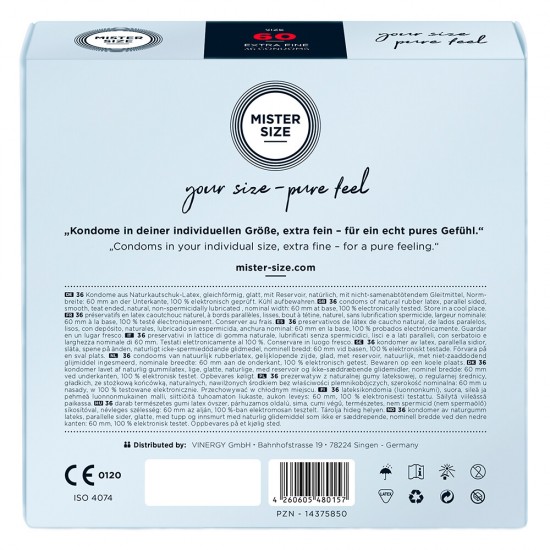 Mister Size 60mm Your Size Pure Feel Condoms 36 Pack Mister Size 60mm Your Size Pure Feel Condoms 36 Pack