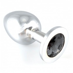 Heavy Metal Butt Plug With Black Crystal Heavy Metal Butt Plug With Black Crystal