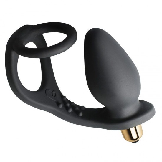 Rocks Off 7 Speed ROZen Cockring And Anal Plug Black Rocks Off 7 Speed ROZen Cockring And Anal Plug Black