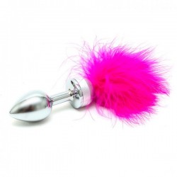 Small Butt Plug With Pink Feathers Small Butt Plug With Pink Feathers
