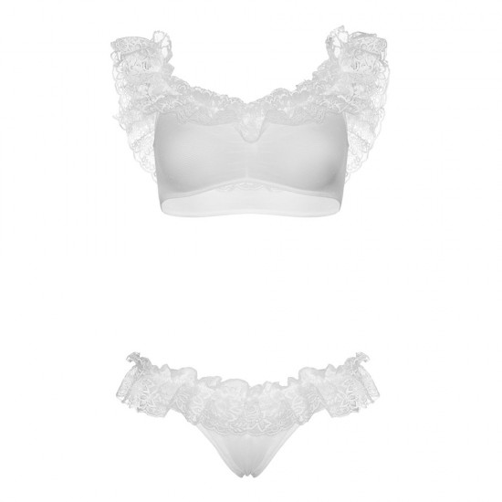 Leg Avenue Lace Ruffle Crop Top and Panty UK 6 to 12 Leg Avenue Lace Ruffle Crop Top and Panty UK 6 to 12