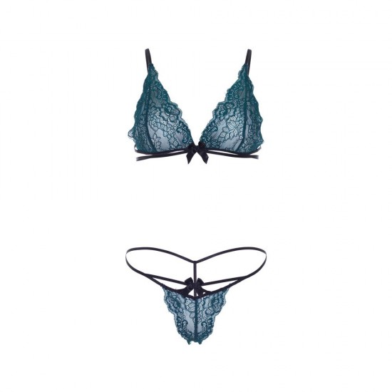 Leg Avenue Teal Lace Bralette And Matching String Panty Leg Avenue Teal Lace Bralette And Matching String Panty