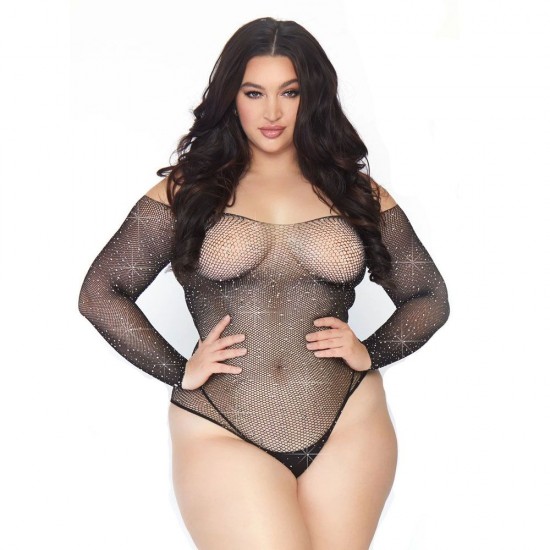 Leg Avenue Crystalized Long Sleeve Body Plus Size UK 14 to 18 Leg Avenue Crystalized Long Sleeve Body Plus Size UK 14 to 18