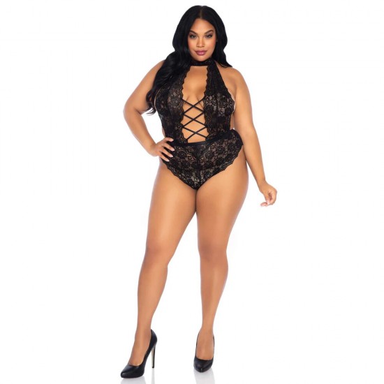 Leg Avenue Floral Lace Crotchless Teddy Black UK 14 to 18 Leg Avenue Floral Lace Crotchless Teddy Black UK 14 to 18