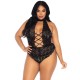 Leg Avenue Floral Lace Crotchless Teddy Black UK 14 to 18 Leg Avenue Floral Lace Crotchless Teddy Black UK 14 to 18