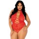 Leg Avenue Floral Lace Crotchless Teddy Red UK 14 to 18 Leg Avenue Floral Lace Crotchless Teddy Red UK 14 to 18