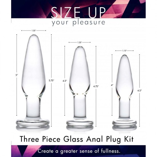 XR Dosha 3 Piece Glass Anal Plug Kit XR Dosha 3 Piece Glass Anal Plug Kit