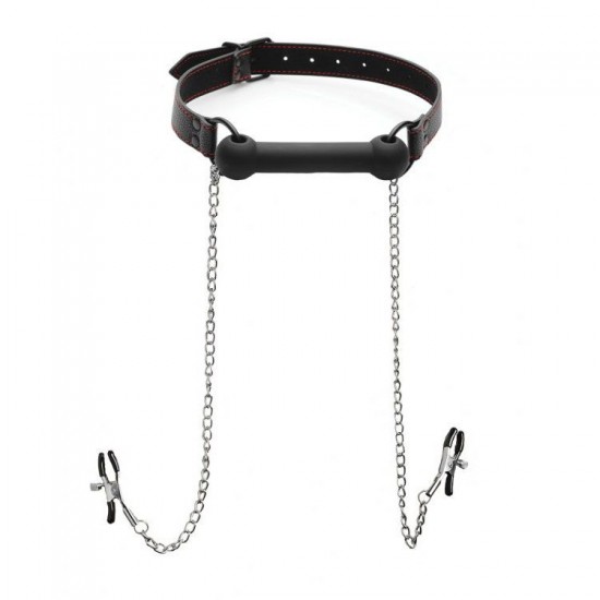 XR Silicone Bit Gag with Nipple Clamps XR Silicone Bit Gag with Nipple Clamps