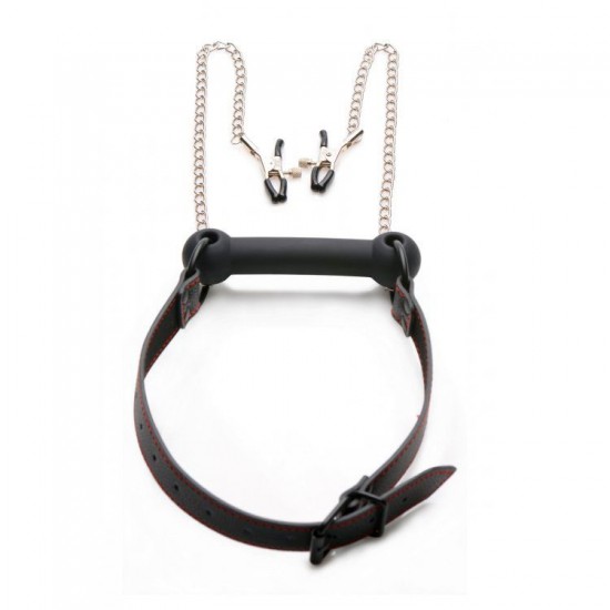 XR Silicone Bit Gag with Nipple Clamps XR Silicone Bit Gag with Nipple Clamps
