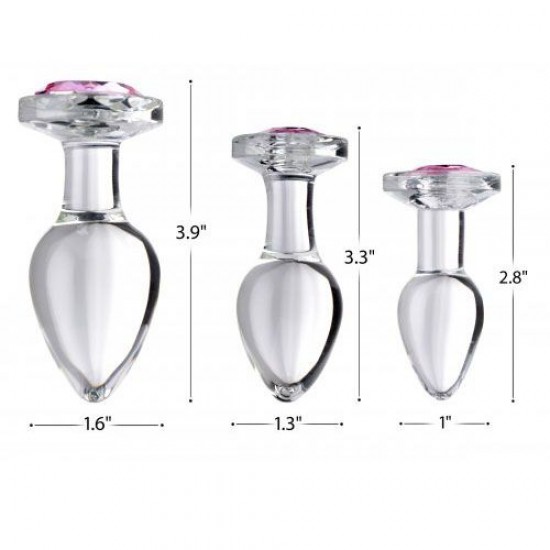 XR Pink Gem Glass Anal Plug Set XR Pink Gem Glass Anal Plug Set