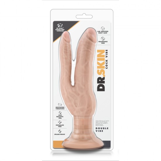 Dr. Skin 7 Inch Dual Penetrating Vibrating Dildo Dr. Skin 7 Inch Dual Penetrating Vibrating Dildo