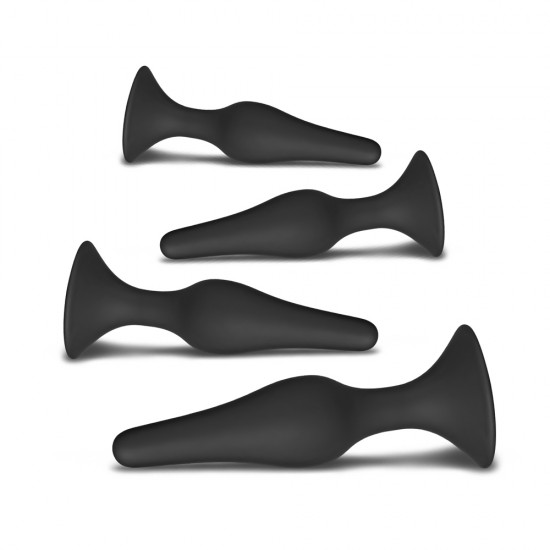 Set of Four Silicone Butt Plugs Black Set of Four Silicone Butt Plugs Black