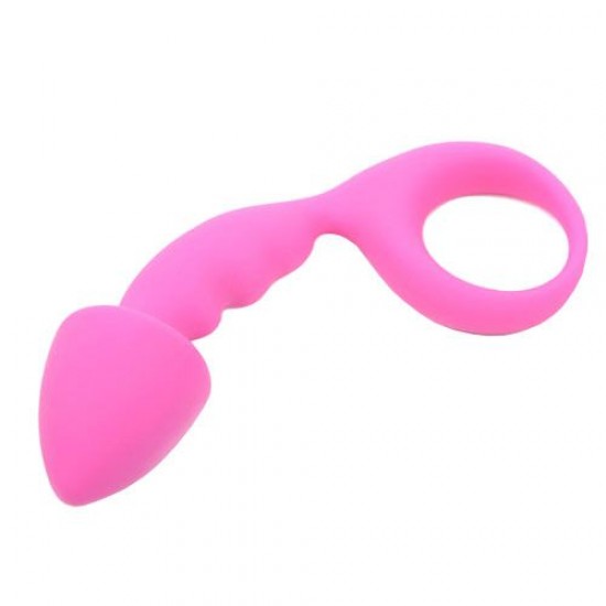 Pink Silicone Curved Comfort Butt Plug Pink Silicone Curved Comfort Butt Plug