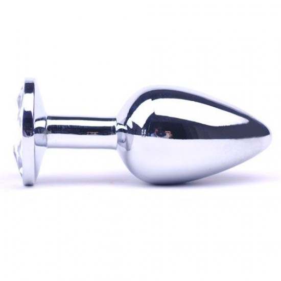 Large Metal Anal Plug With Clear Crystal Large Metal Anal Plug With Clear Crystal