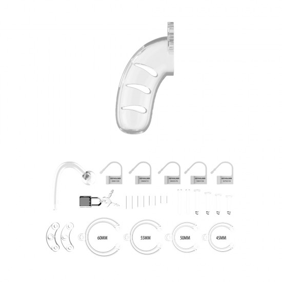 Man Cage 11 Male 4.5 Inch Clear Chastity Cage With Anal Plug Man Cage 11 Male 4.5 Inch Clear Chastity Cage With Anal Plug