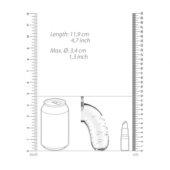Man Cage 16 Male 4.5 Inch Clear Chastity Cage With Urethal Sound Man Cage 16 Male 4.5 Inch Clear Chastity Cage With Urethal Sound