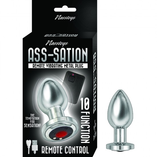 Ass Sation Remote Vibrating Butt Plug Silver Ass Sation Remote Vibrating Butt Plug Silver