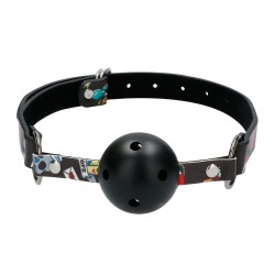 Ouch Breathable Ball Gag With Printed Leather Straps Ouch Breathable Ball Gag With Printed Leather Straps