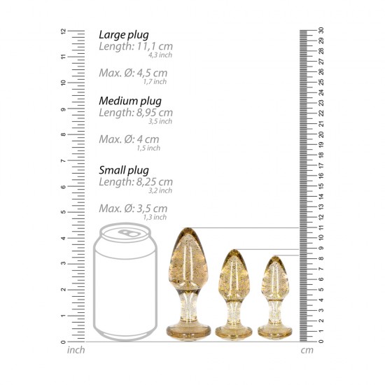 Ouch Golden Glitter Acrylic Butt Plug Set Ouch Golden Glitter Acrylic Butt Plug Set