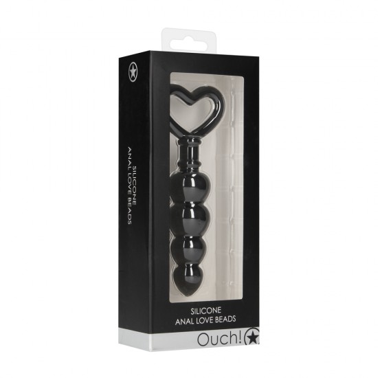 Ouch Silicone Anal Love Beads Black Ouch Silicone Anal Love Beads Black