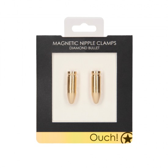 Ouch Magnetic Nipple Clamps Diamond Bullet Gold Ouch Magnetic Nipple Clamps Diamond Bullet Gold