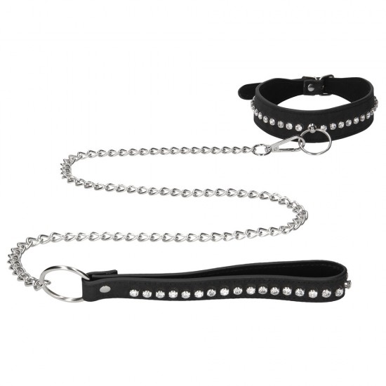 Ouch Diamond Studded Collar With Leash Ouch Diamond Studded Collar With Leash