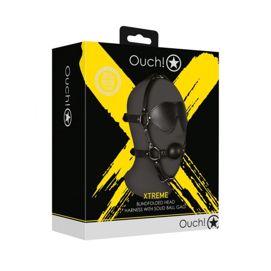 Ouch Xtreme Blindfolded Harness With Solid Ball Gag Ouch Xtreme Blindfolded Harness With Solid Ball Gag