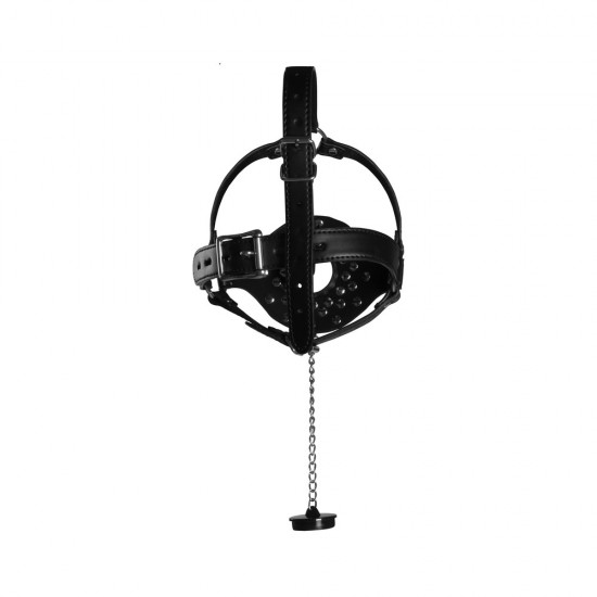 Open Mouth Gag Head Harness with Plug Stopper Open Mouth Gag Head Harness with Plug Stopper
