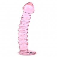 Textured Pink Glass Dildo Textured Pink Glass Dildo