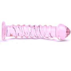 Textured Pink Glass Dildo Textured Pink Glass Dildo