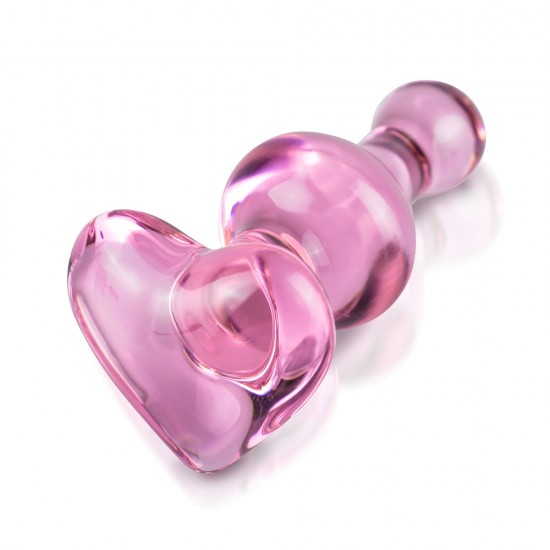 Icicles No.75 Pink Heart Glass Butt Plug Icicles No.75 Pink Heart Glass Butt Plug