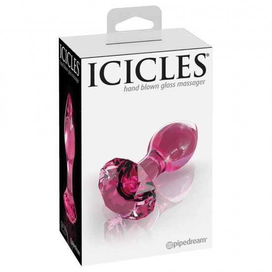 Icicles No.79 Pink Crystal Glass Butt Plug Icicles No.79 Pink Crystal Glass Butt Plug