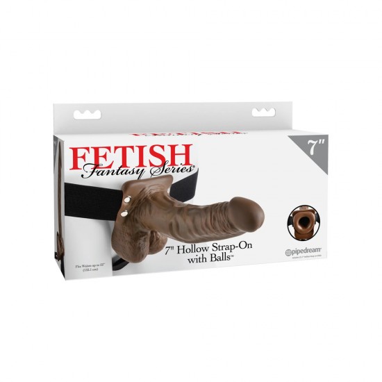 Fetish Fantasy Series 7 Inch Hollow Strap On Brown Fetish Fantasy Series 7 Inch Hollow Strap On Brown