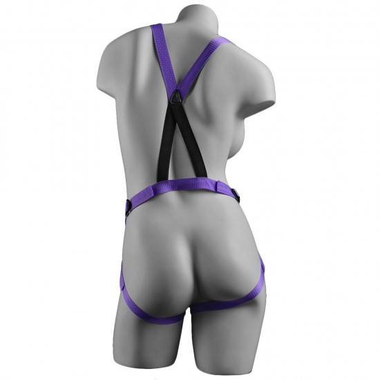 Dillio Strap On Suspender Harness With Silicone 7 Inch Purple Do Dillio Strap On Suspender Harness With Silicone 7 Inch Purple Do